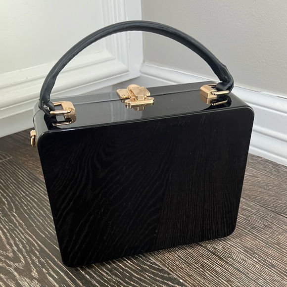 Mirrored Lady Lunchbox Clutch Black and White Handbag - Picture 3 of 7